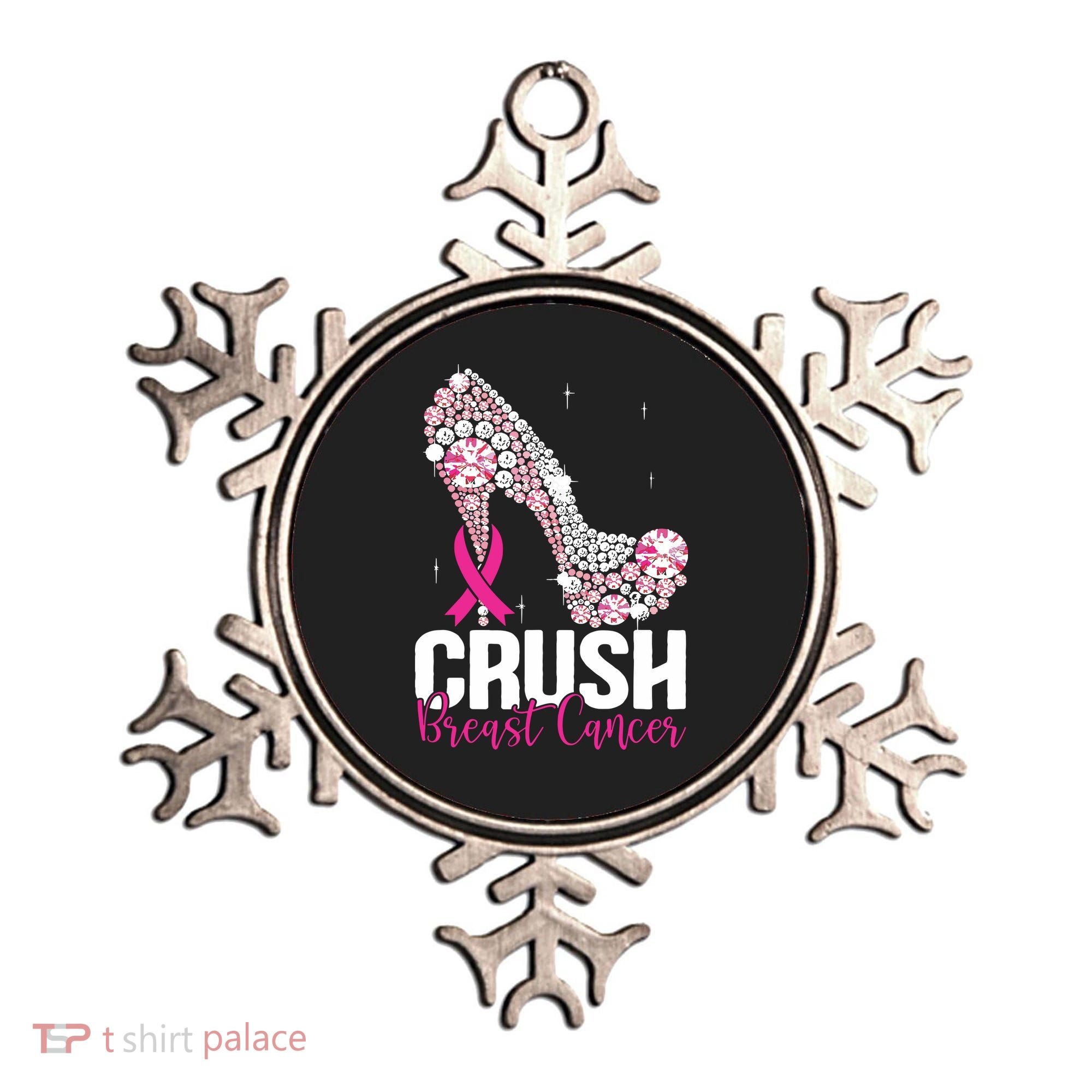 Crush Breast Cancer Awareness Bling Pink Ribbon Ornament