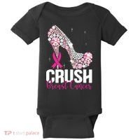 Crush Breast Cancer Awareness Bling Pink Ribbon Baby Bodysuit thumb 0