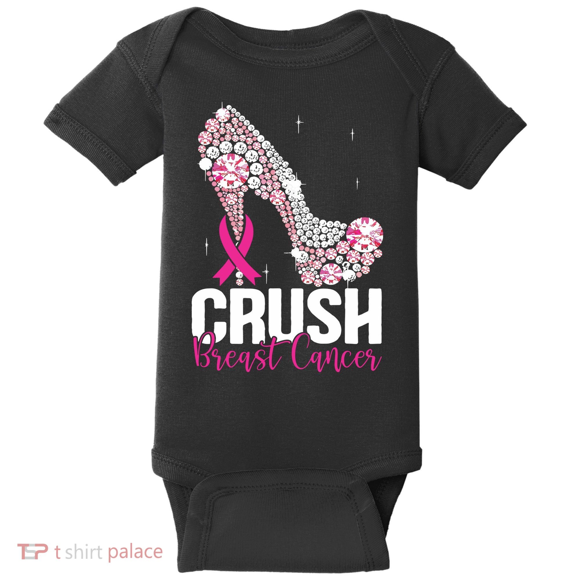 Crush Breast Cancer Awareness Bling Pink Ribbon Baby Bodysuit