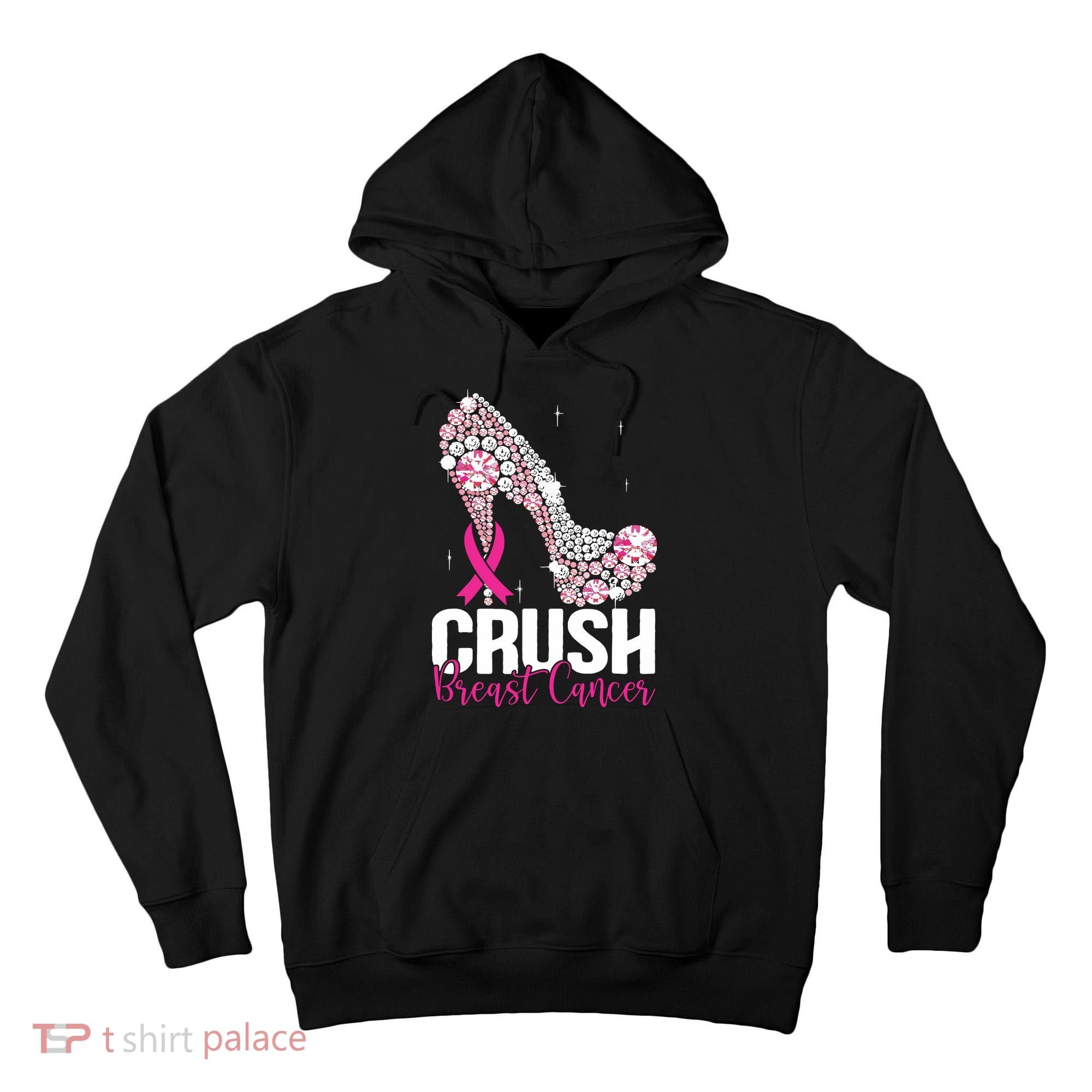 Crush Breast Cancer Awareness Bling Pink Ribbon Tall Hoodie