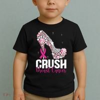 Crush Breast Cancer Awareness Bling Pink Ribbon Toddler T-Shirt thumb 2