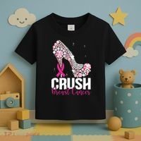 Crush Breast Cancer Awareness Bling Pink Ribbon Toddler T-Shirt thumb 3