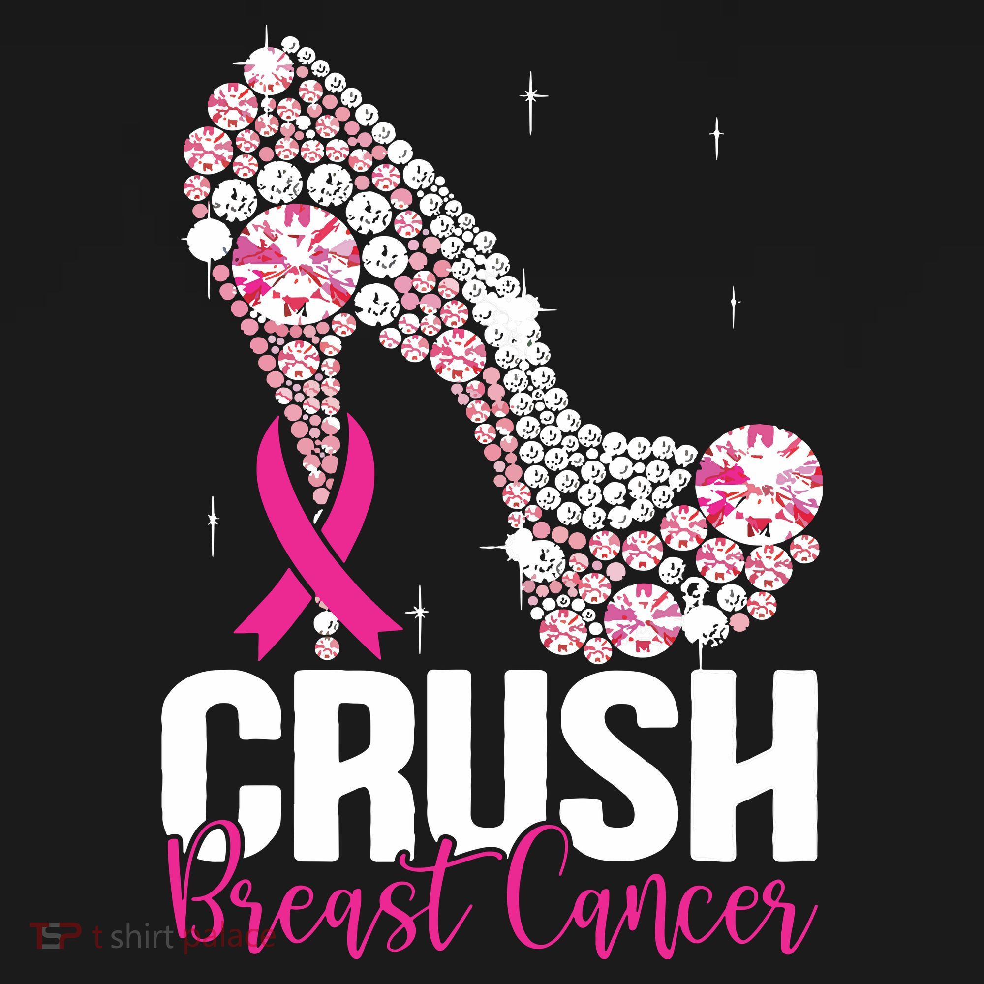 Crush Breast Cancer Awareness Bling Pink Ribbon Women's V-Neck T-Shirt