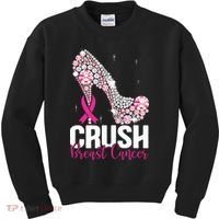 Crush Breast Cancer Awareness Bling Pink Ribbon Kids Sweatshirt thumb 0