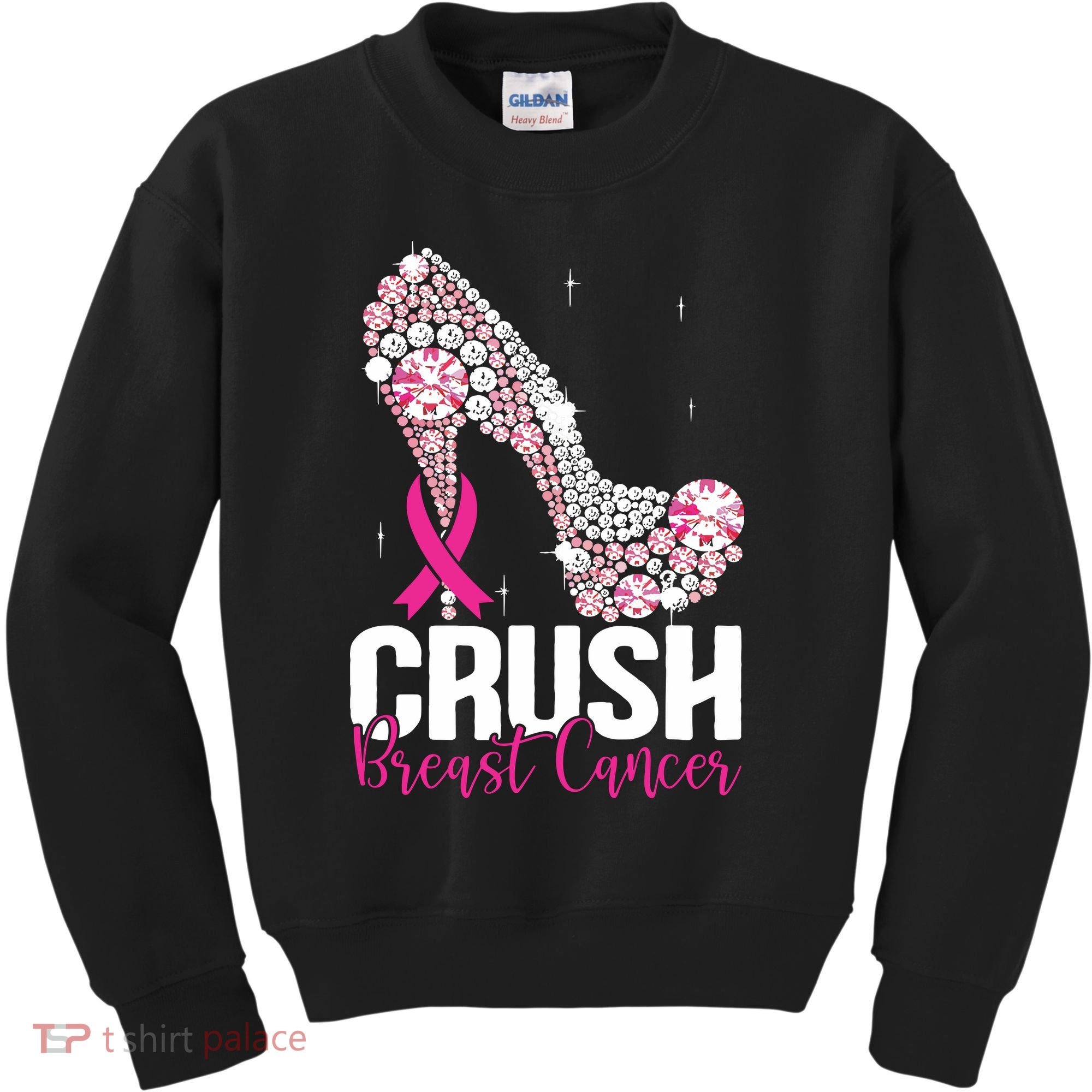 Crush Breast Cancer Awareness Bling Pink Ribbon Kids Sweatshirt