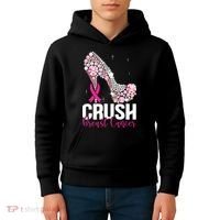 Crush Breast Cancer Awareness Bling Pink Ribbon Kids Hoodie thumb 4