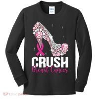 Crush Breast Cancer Awareness Bling Pink Ribbon Kids Long Sleeve Shirt thumb 0
