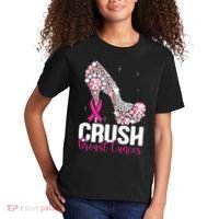 Crush Breast Cancer Awareness Bling Pink Ribbon Kids T-Shirt thumb 2