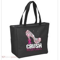 Crush Breast Cancer Awareness Bling Pink Ribbon Tote Bag thumb 2