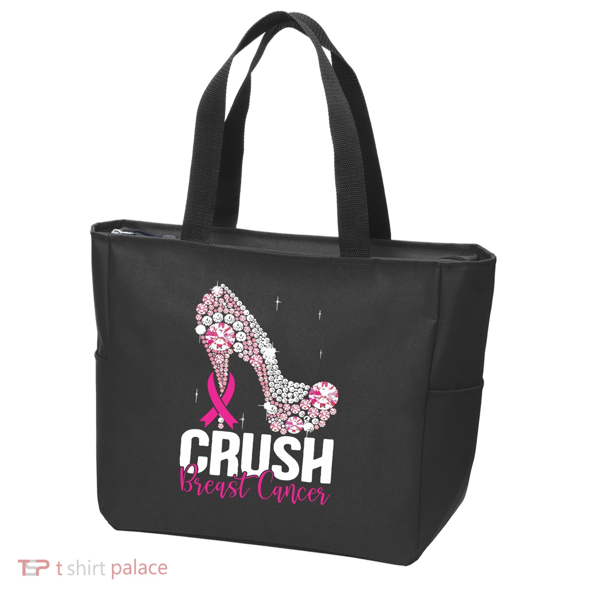 Crush Breast Cancer Awareness Bling Pink Ribbon Tote Bag