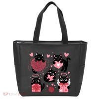 Cute Black Cat Lover Lovely Funny Cat Heart Tote Bag thumb 0