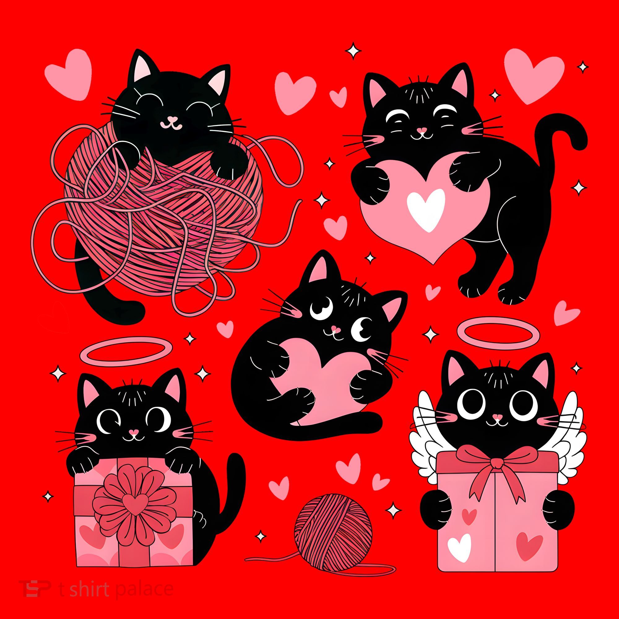 Cute Black Cat Lover Lovely Funny Cat Heart Santa Hat