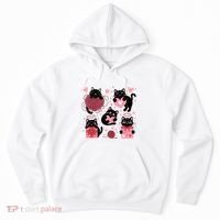 Cute Black Cat Lover Lovely Funny Cat Heart Hoodie thumb 0