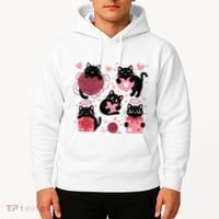 Cute Black Cat Lover Lovely Funny Cat Heart Hoodie thumb 2