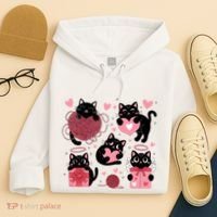 Cute Black Cat Lover Lovely Funny Cat Heart Hoodie thumb 4