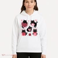 Cute Black Cat Lover Lovely Funny Cat Heart Hoodie thumb 5