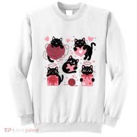 Cute Black Cat Lover Lovely Funny Cat Heart Sweatshirt thumb 0