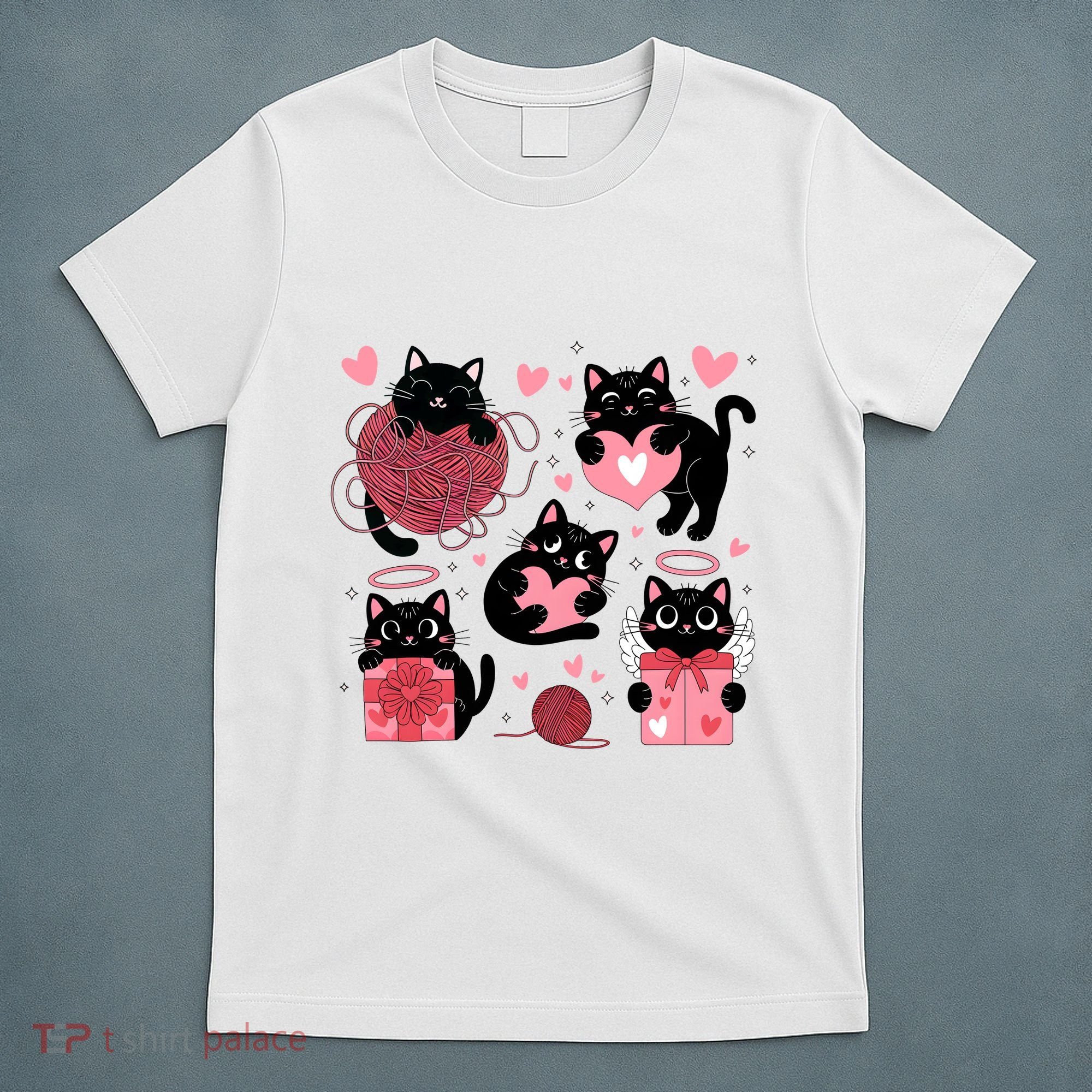 Cute Black Cat Lover Lovely Funny Cat Heart T-Shirt