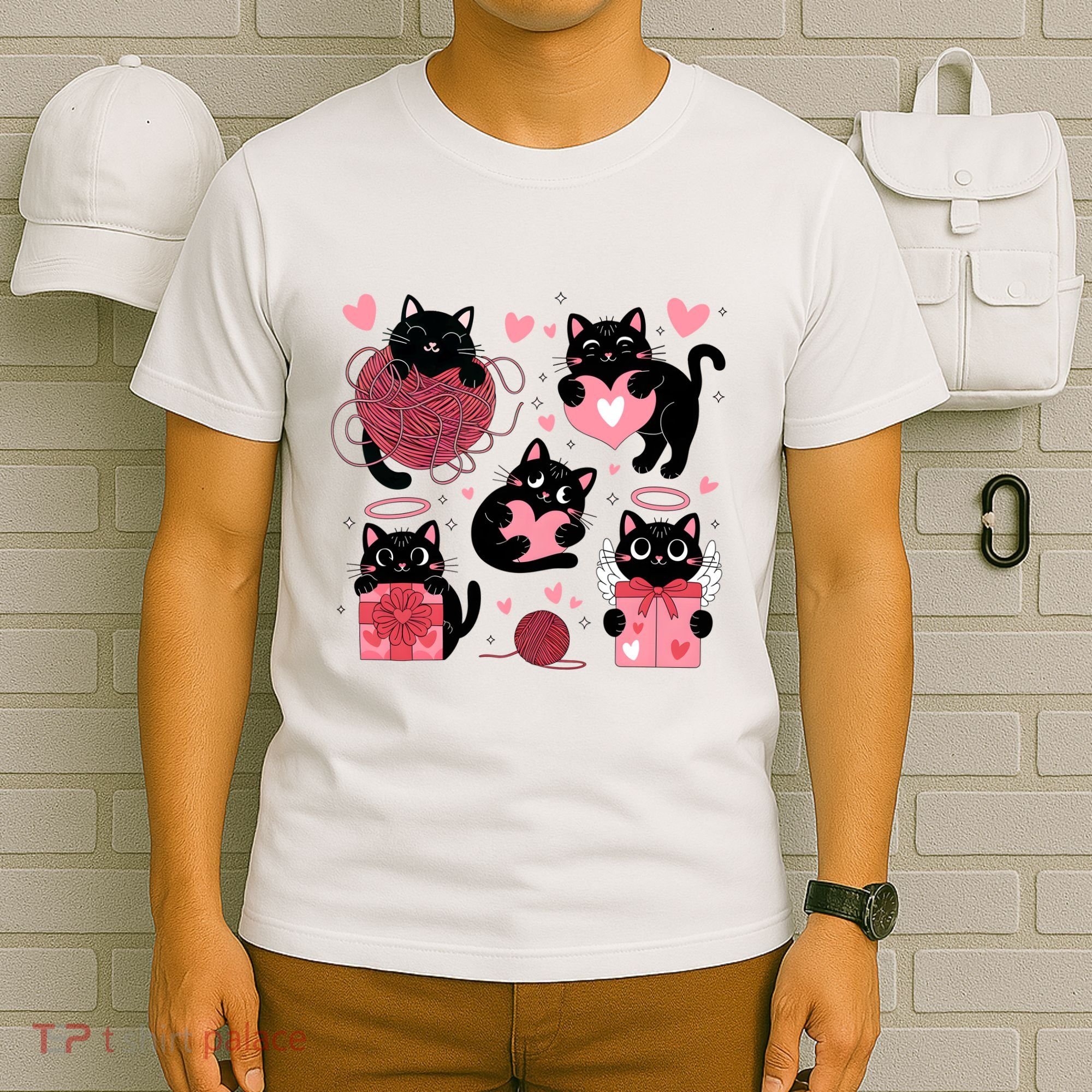 Cute Black Cat Lover Lovely Funny Cat Heart T-Shirt