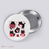 Cute Black Cat Lover Lovely Funny Cat Heart Button thumb 0
