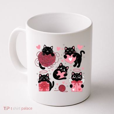 Cute Black Cat Lover Lovely Funny Cat Heart Coffee Mug