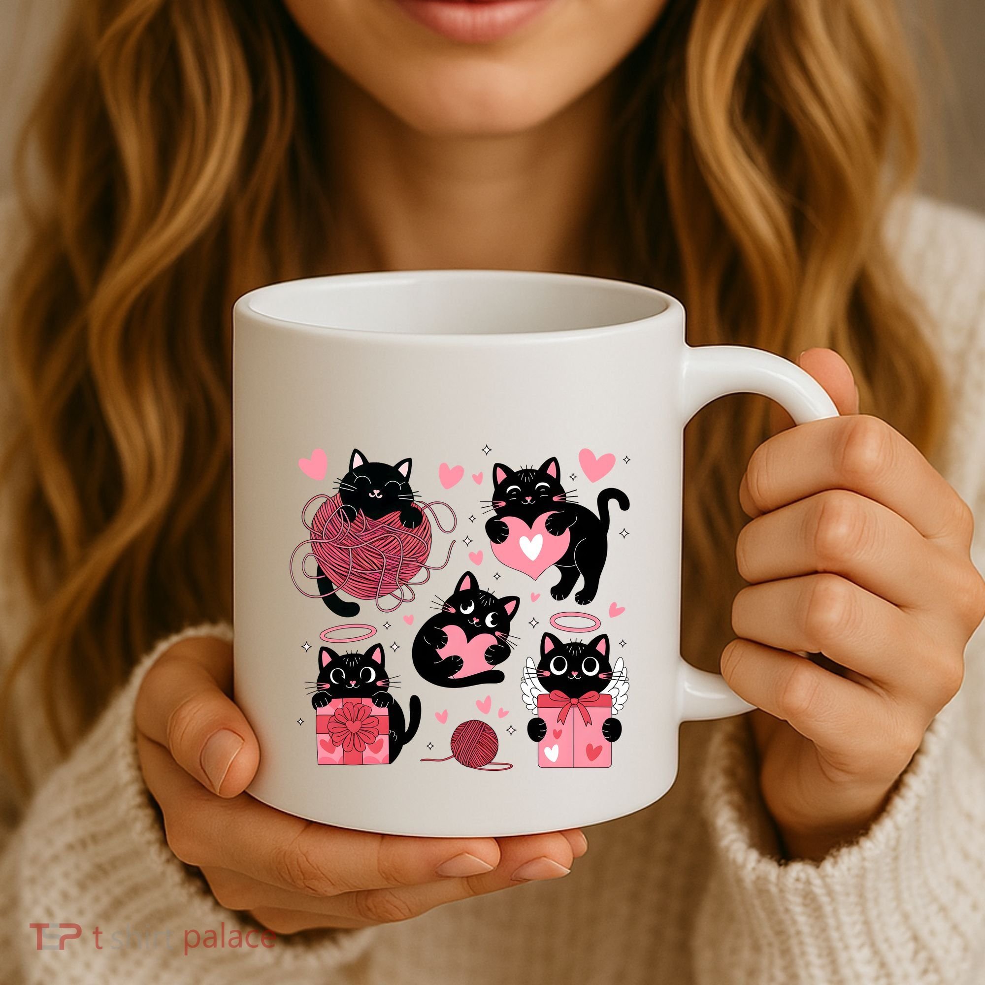 Cute Black Cat Lover Lovely Funny Cat Heart Coffee Mug