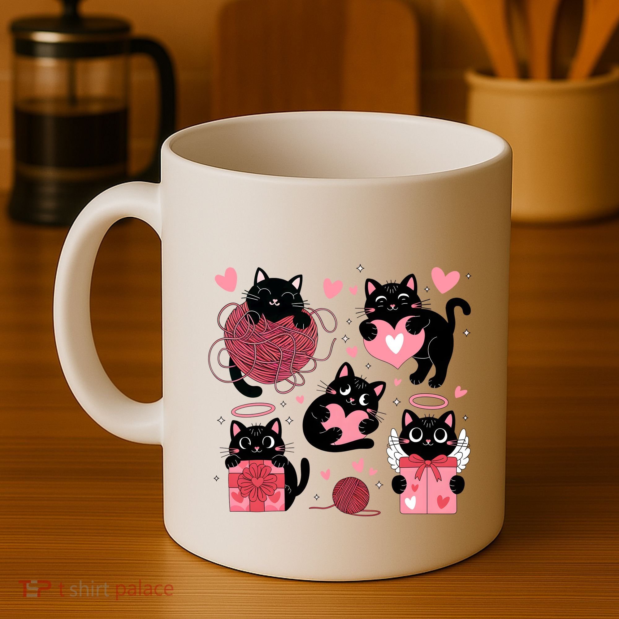 Cute Black Cat Lover Lovely Funny Cat Heart Coffee Mug