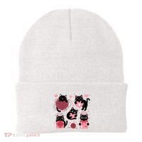 Cute Black Cat Lover Lovely Funny Cat Heart Beanie thumb 0