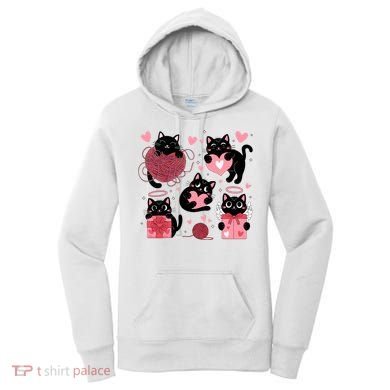 Cute Black Cat Lover Lovely Funny Cat Heart Women's Hoodie