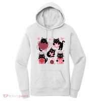 Cute Black Cat Lover Lovely Funny Cat Heart Women's Hoodie thumb 0