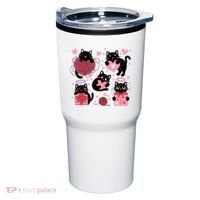 Cute Black Cat Lover Lovely Funny Cat Heart Tumbler thumb 0