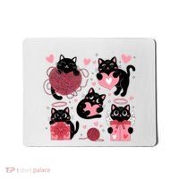 Cute Black Cat Lover Lovely Funny Cat Heart Mousepad thumb 0