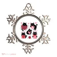 Cute Black Cat Lover Lovely Funny Cat Heart Ornament thumb 0