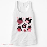 Cute Black Cat Lover Lovely Funny Cat Heart Women's Tank Top thumb 0