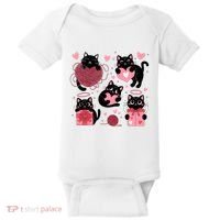 Cute Black Cat Lover Lovely Funny Cat Heart Baby Bodysuit thumb 0