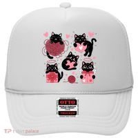 Cute Black Cat Lover Lovely Funny Cat Heart Hat thumb 0