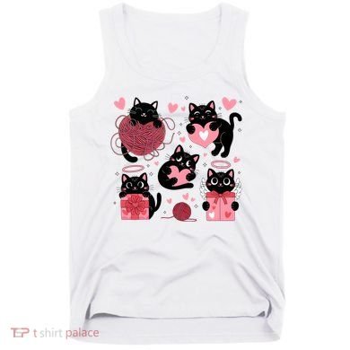 Cute Black Cat Lover Lovely Funny Cat Heart Tank Top