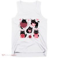 Cute Black Cat Lover Lovely Funny Cat Heart Tank Top thumb 0