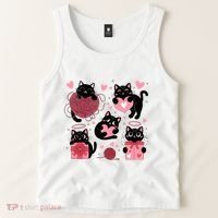 Cute Black Cat Lover Lovely Funny Cat Heart Tank Top thumb 2