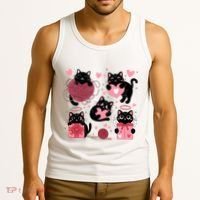 Cute Black Cat Lover Lovely Funny Cat Heart Tank Top thumb 3