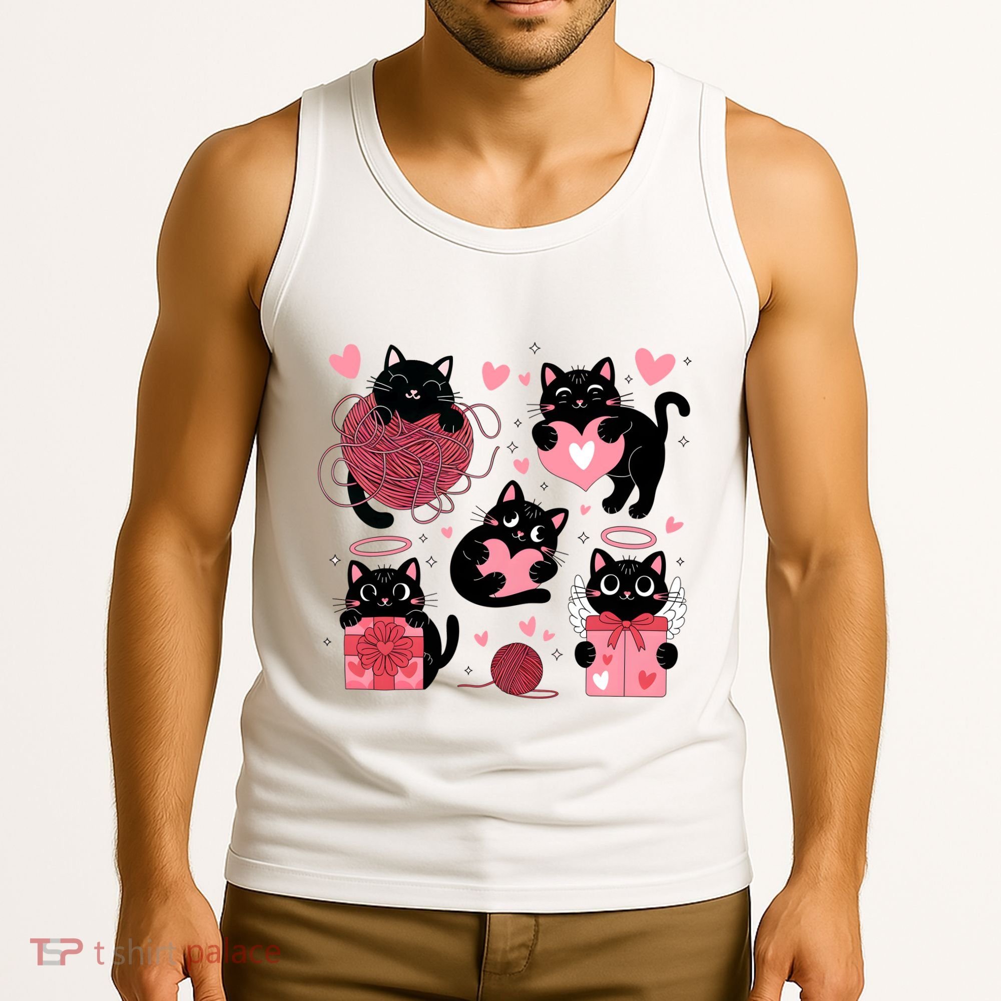 Cute Black Cat Lover Lovely Funny Cat Heart Tank Top