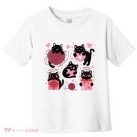 Cute Black Cat Lover Lovely Funny Cat Heart Toddler T-Shirt thumb 0