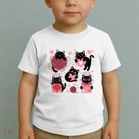 Cute Black Cat Lover Lovely Funny Cat Heart Toddler T-Shirt thumb 2