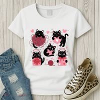 Cute Black Cat Lover Lovely Funny Cat Heart Women's T-Shirt thumb 3