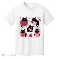 Cute Black Cat Lover Lovely Funny Cat Heart Kids T-Shirt thumb 0