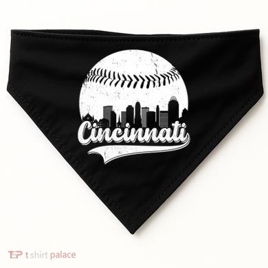 Cincinnati Baseball City Skyline USA-Made Doggie Bandana