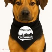 Cincinnati Baseball City Skyline USA-Made Doggie Bandana thumb 1