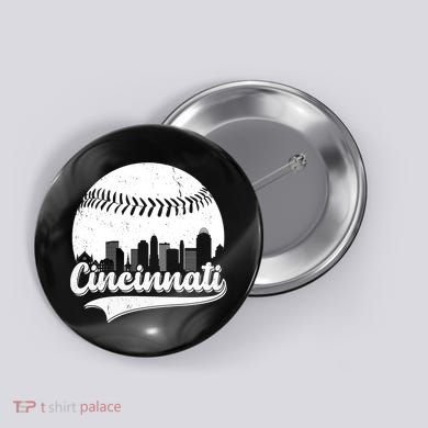 Cincinnati Baseball City Skyline Button