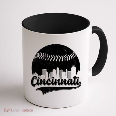 Cincinnati Baseball City Skyline Coffee Mug back