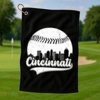 Cincinnati Baseball City Skyline Golf Towel thumb 1
